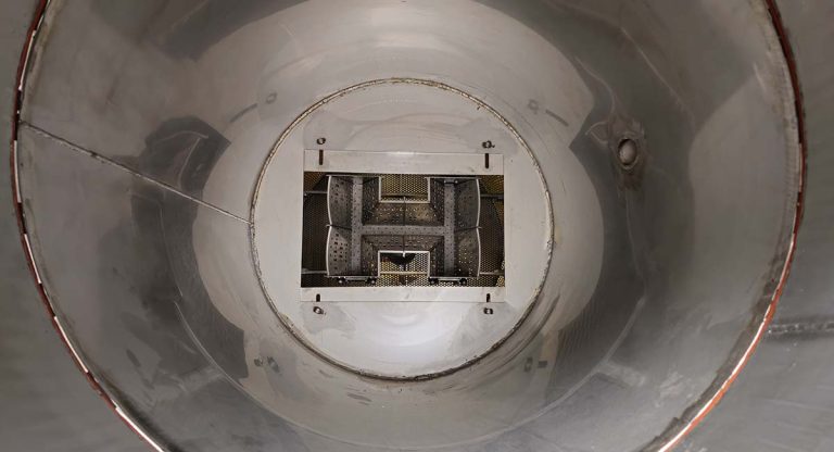 Inside view of industrial air heater chamber