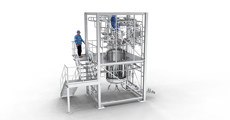 Industrial hydrogenation reactor system with operator platform